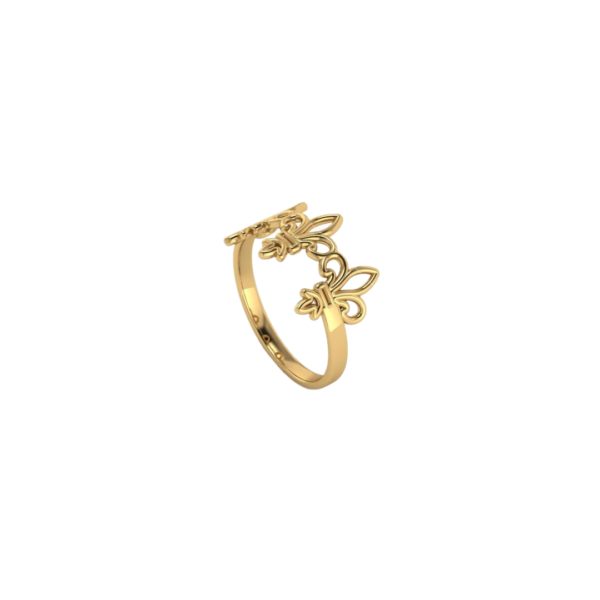 14k Gold Florentine Fleur de Lis Ring