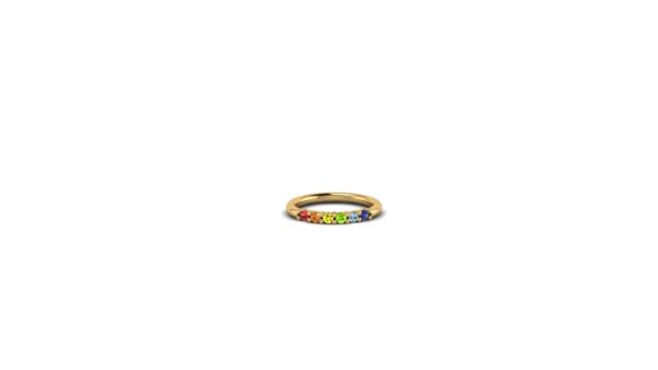 14K Gold Rainbow Gemstone Ring