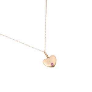 The Claudia 14k solid gold heart puff pendant necklace