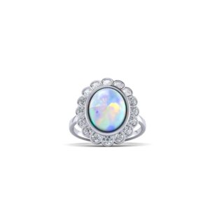 The Virginia 14k Gold Opal Diamond Halo Ring